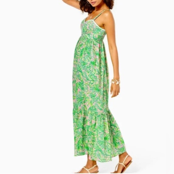 Lilly Pulitzer Hiedi Cotton Maxi Dress 
Mandevilla Baby Fins And Flippers - Picture 2 of 13